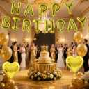 3 x Gold Happy Birthday Balloons Banner Foil Balloons Letters Anniversary Balloon for Gold Themed Party Decoration Supplies New Year Birthday Decoration Decor Ballons Arch Kits Party Balloon Set 15pcs
