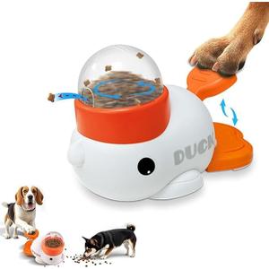 Interactive Dog Treat Dispenser Toy & Slow Feeder Dog Bowls - Duck-Shaped Puzzle Toy for Mental Stimulation, Adjustable Food Outlet for Small to Medium Cats and Dogs (Yellow)