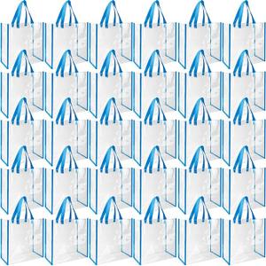 Eccliy 30 Pack 12x12x6 Inch Clear Tote Bag Stadium Approved Bulk Plastic Beach Tote Gift Bag with Handle for Gym Sports