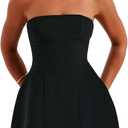 LuFeng Women's Sexy Strapless Backless Tube Top Bodycon Dress Sleeveless Cute A Line Mini Dresses, Black, Large