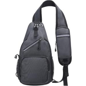 Small Sling Bag, Water Resistant 11 Inch Crossbody Chest Bags Oxford Daypack Backpack with Headphone Jack with Anti-theft Pocket for Men Women (Dark Gray)