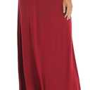 Women's Boho Flod Over Long Maxi Skirt Elastic High Waisted Long Skirts for Women (Medium, Wine Red)