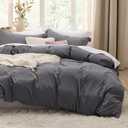 Bedsure Dark Grey Duvet Cover Queen Size - 3 Pieces Prewashed Cotton-Like Polyester Soft Bedding Set, Includes 1 Duvet Cover 90x90 Inches with Zipper Closure & 2 Pillow Shams, Comforter Not Included