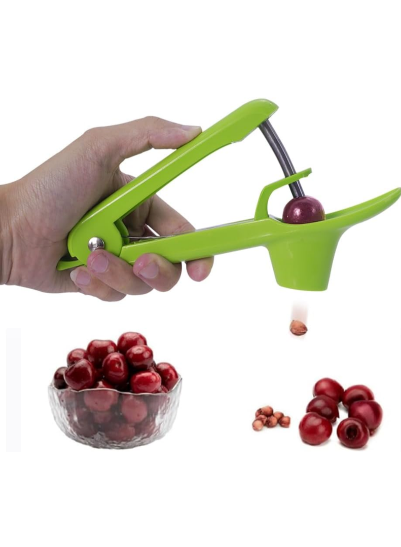 Veleka, Cherry Pitter Tool, Stainless Steel Cherries Corer Pitter Tool Pit Remover, Olive Pitter Tool with Hand-held Push Design, Save Time Helpful Gadgets for Making Cherry Jam and Cherry Pie., Black