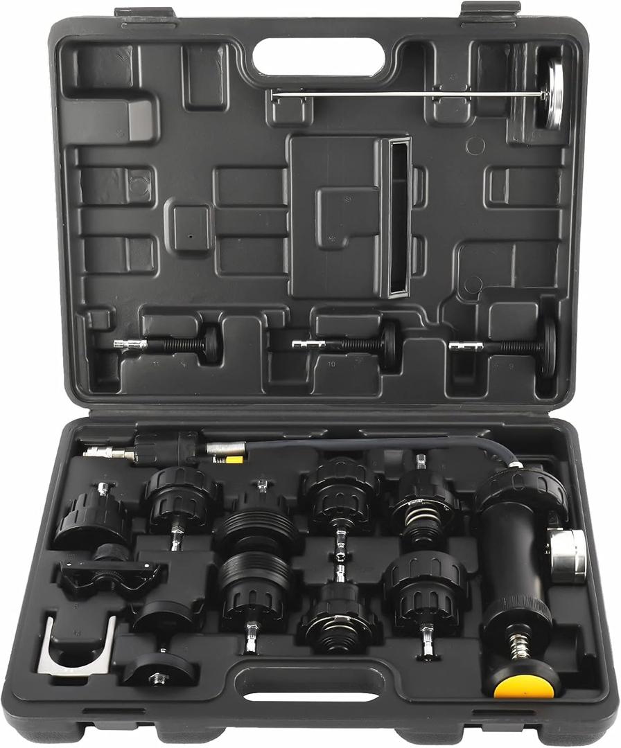KUNTEC 18pcs Universal Radiator Pressure Tester Vacuum Pump Type Cooling System Kit