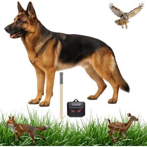 Qualirey Coyote Decoy to Scare Geese Predator Decoys Repellent for Geese Deer Goose Deterrent Fake Coyote with Solar Powered Repellent Devices to Keep Away Small Animals (German Shepherd)