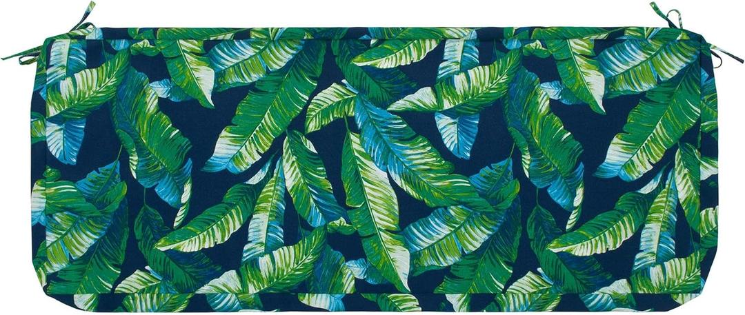 Magpie Fabrics Patio Bench Loveseat Cushion Covers (Replacement Cover only, No Insert!), Waterproof Fade Resistant Swing Cushion Slipcover with Ties(42x18x3 Inch, Green Lagoon Leaves)