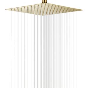 High Pressure Square Brushed Gold Shower Head 16 Inches Large Stainless Steel Shower Heads,Ultra Thin Rainfall Bath Shower 1/2 Connection Shower Head Rain