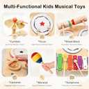 WINYGZ 9-in-1 Baby Drum Set, Low Noise Montessori Musical Instruments for Toddlers 1-3, Safe & Durable Wooden Music Toys for Quiet Sensory Play at Home, Great Birthday for Boys Girls