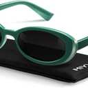 miyya Trendy Polarized Sunglasses Women, Oval Sunglasses for Women Men, Retro Sun Glasses for Women 2024, UV Protection (Zuccini/Dark Green)