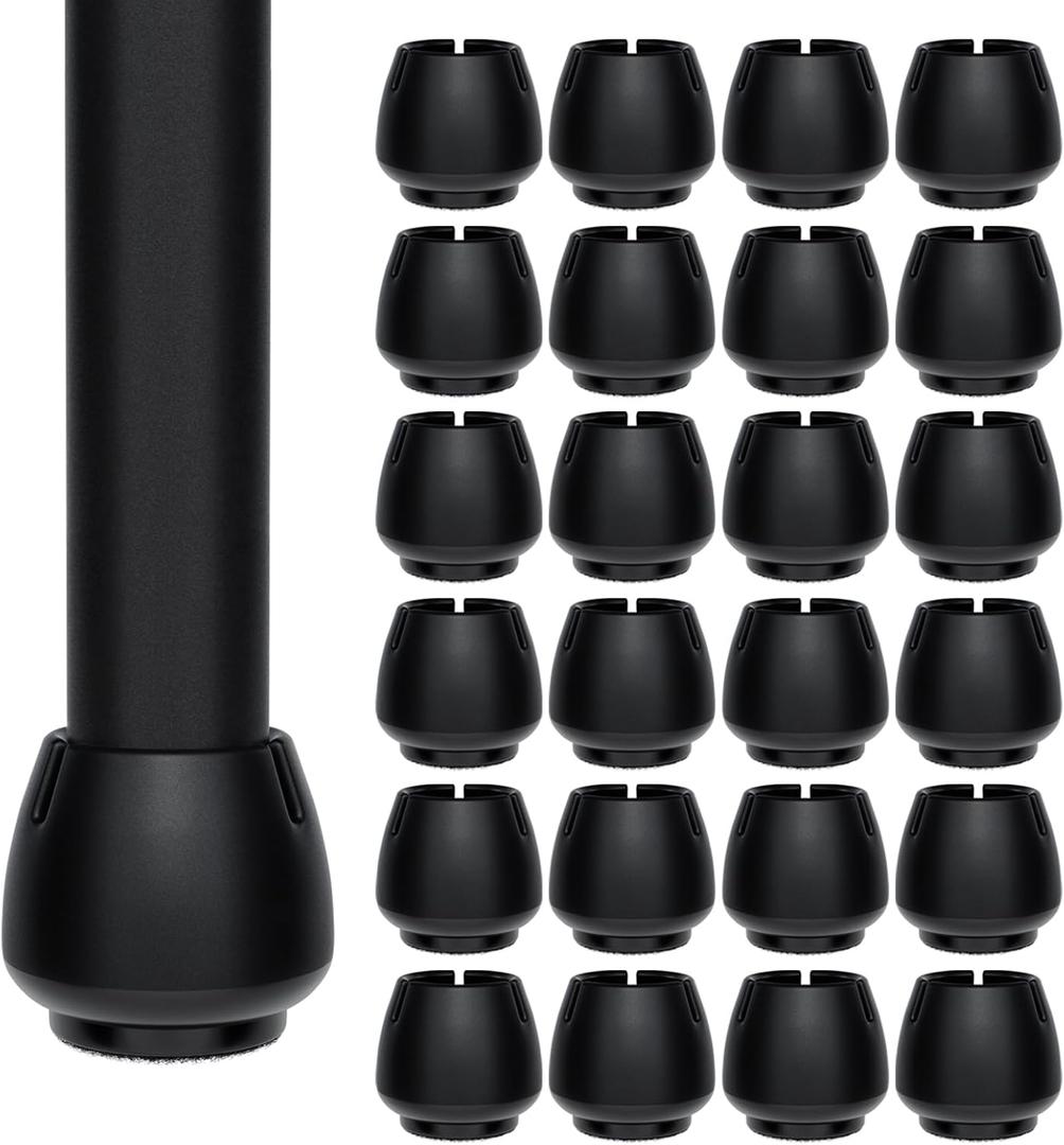 24PCS Medium Rubber Chair Leg Floor Protectors(1"-1.2"), Felt Furniture Leg Cap Covers, Protect Floors from Scratches and Reduce Noise