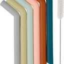 Simka Rose Silicone Straws - Short Bendy Kids Set - BPA Free Baby & Toddler Drinking Straws w/Cleaning Brush - Reusable 5-Inch Multicolor