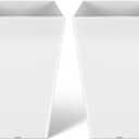 Briwooody Set of 2 15.75 Inch Large Taper Planters Outdoor Indoor Tall Resin Flower Pots with Drainage Holes Modern for Front Door Patio Backyard Plants(White), 16 Inch