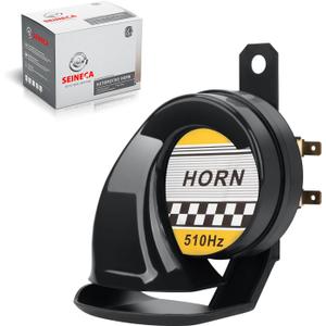 SEINECA Universal 12V Snail Horn Siren 130DB High Tone 510HZ Waterproof Electric Air Horn for Motorcycle Auto Car Scooter(Black).