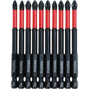 AUTOTOOLHOME 10 Pack Phillips PH2 Magnetic Anti Slip Screwdriver Bit Set 3-1/2" Length TS2 Anti-Slip Long Drill Bits Impact Driver Bits