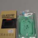 DLseego Protective Case Design for Switch Model, Newest Pattern Animal Crossing Design Cover Case with 2 Pcs Glass Screen Protectors and 4 Pcs Cute Thumb Grip Caps Green Accessories Set