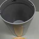 mDesign Plastic Round Trash Can Small Wastebasket - Garbage Bin Container with Swing-Close Lid - Bathroom Garbage Basket - Holds Waste, Recycling - 1.3 Gallon - Basa Collection - Gray/Natural