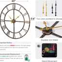 Large Wall Clock for Living Room Decor 40 Inch Knocked-Down (KD) Silent Non-Ticking Modern Farmhouse Wall Clock, Oversized Decorative Metal Roman Numeral Clock, Bronze