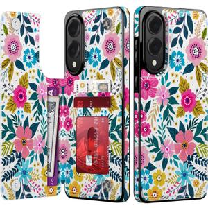 Goodon for Samsung Galaxy S25 Edge Case Wallet - Flip Folio Leather Cover with Trendy Floral Design, 3 Card Slots & Kickstand Function, Protective Phone Case for Women and Girls - Blooming Flowers
