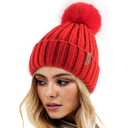 FURTALK Womens Winter Knitted Beanie Hat with Faux Fur Pom Warm Knit Skull Cap Beanie for Women
