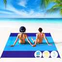 BYDOLL Beach Blanket 78''X81'' 4-7 Adults Oversized Lightweight Waterproof Sandproof Blanket for Beach Large Picnic Mat Travel Camping (Blue5)
