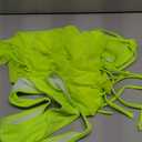 COZYEASE Women's 3 Piece Swimsuit Plain Sexy Drawstring Side Halter Triangle Bikini Set with Cover Up Lime Green, Small