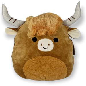 Squishmallow Official Kellytoy Plush Collectible Farm Squad Squishy Soft Animals (Calton Highland Cow (Brown Belly), 8 Inch)