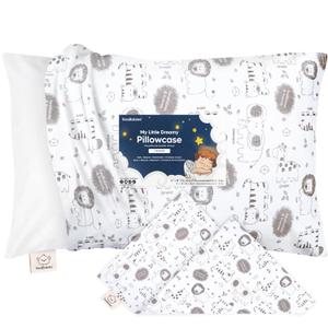 KeaBabies Toddler Pillowcase 13"x18" - Organic Cotton Toddler Pillowcase for Kids, Boys, Girls, Soft & Durable Cotton Cover for Miniature Sleepy Pillows, Cute Colors,Pillow Sold Separately(KeaSafari)