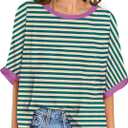 UEU Women Oversized T-Shirt Summer Casual Loose Fit Short Sleeve Basic Tops Workout Gym Tee Shirt (Blue, S)