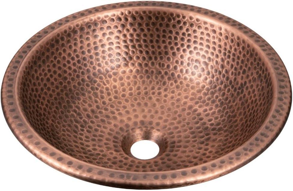 Monarch Abode Bathroom Sink – 16-Inch Rotunda Dual Mount Undermount or Drop In Bathroom Sinks, Bathrooms Hand Hammered Pure Copper Vanity Sink for Countertop, Powder Room, Bath, or Restroom