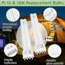 2-Pack 2G11 18W Replacement Bulbs , 4-Pin H-Shaped Twin Tube Plug-in CFL, Compatible with Livin Well Compatible with Black+Decker Compatible with Sahara Sailor, for Indoor Outdoor Lighting Fixtures