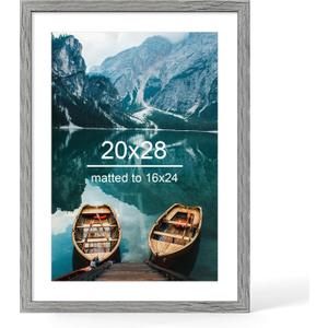 Hongkee 20x28 Picture Frame, Rustic Grey Wood Style, Wall Mounting