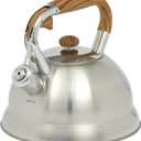 Mr. Coffee Woodmont 2-Quart Stainless Steel Tea Kettle With Wood Handle, Stovetop Whistling Kettle, Durable Fast-Boil Tea Pot