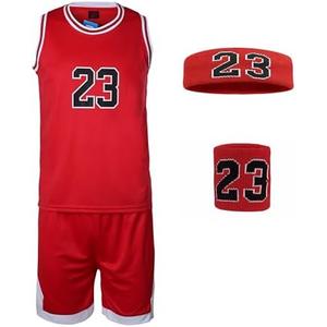 #23 Boys Basketball Jersey Set with Headband and Wristband Basketball Tank Top Shorts Sport Suit Gift for Fans Teens Youths XL 160