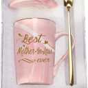 Mother In Law Coffee Mugs Best Mother In Law Gifts Birthday Mothers Day Gifts from Daughter Son In Law 14 Ounce Pink with Gift Box Spoon Coaster