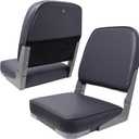 Folding Boat Seat Padded Fishing Boat Chair with Backrest Marine Bass Jon Boat Seats 2 Pack (Dark Gray)