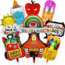 9Pcs Back To School Balloons Schoolbag Crayon Pencil Balloons First Day of School Balloons for Welcome Back To School Decorations Supplies