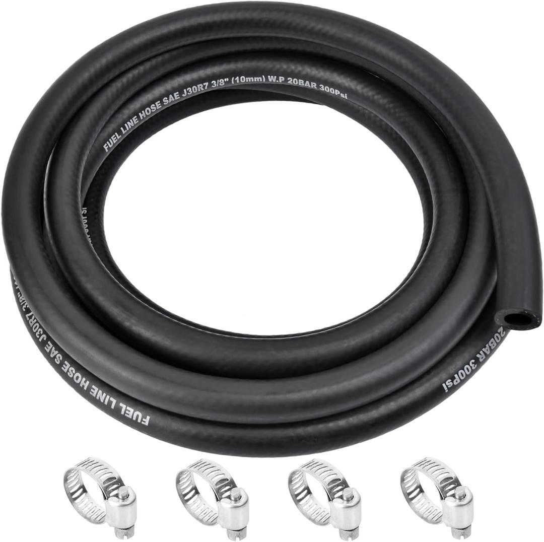 5/16 Inch ID Fuel Line Hose - 5FT Marine Grade Fuel Line with 4PCS Hose Clamps,300PSI High-Pressure Fuel Line for Automotive Fuel Systems Engines (5/16" ID-5Ft)