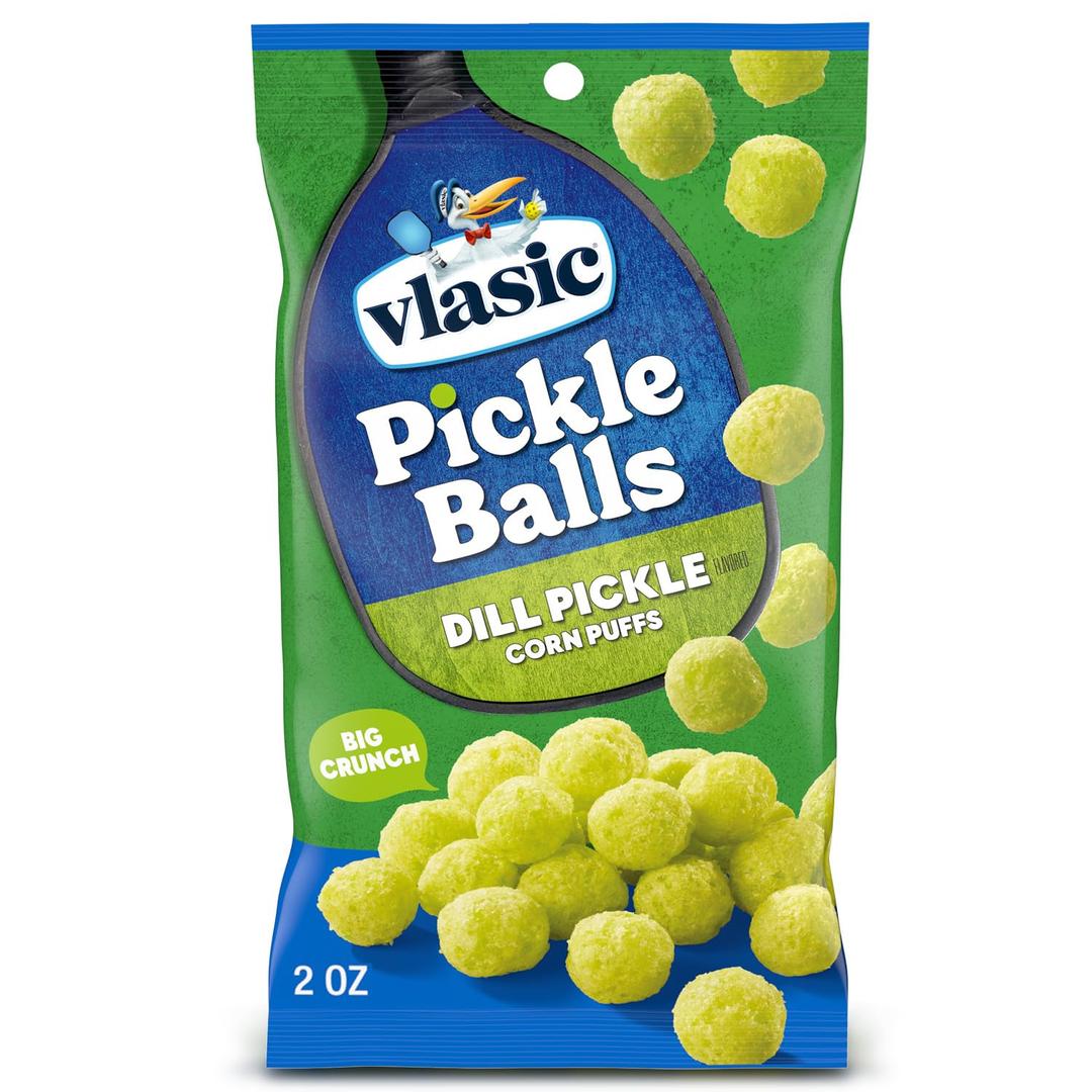 Vlasic Pickle Balls, Dill Pickle Flavored Corn Puffs, Pickleball Gifts, 2 oz. (EXP 09/29/26)