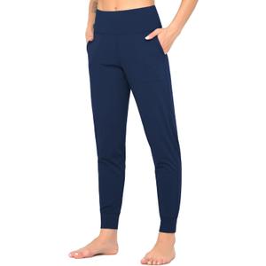 Wjustforu Women's High Waist Joggers Sweatpants Lightweight & Comfortable Yoga Pants with Pockets (Medium, Blue)