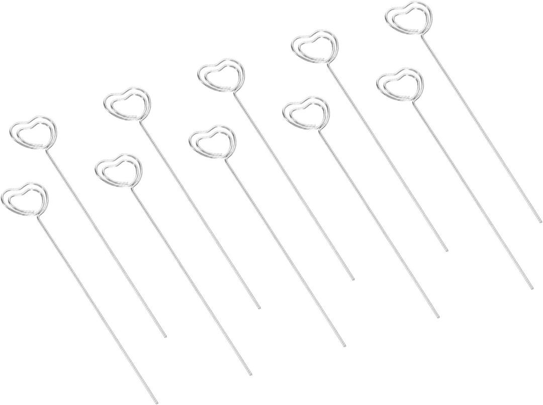 PATIKIL 4.7 Inch Metal Wire Place Card Holder, 30 Pack Photo Picture Floral Picks Heart Shape Clips for Party Meeting Wedding Displaying DIY, Silver Tone