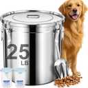 Newget Dog Food Storage Containers, Large Stainless Steel Pet Food Storage Containers 25 lb / 11.5 kg to Keep Fresh, Metal Airtight Cat Food Containers With Scoop and 2 Small Containers