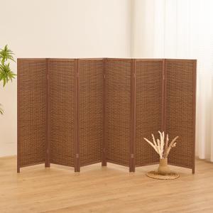 COCOSICA 6 Panel Short Room Divider, Bamboo, 47.2 in Tall, Natural