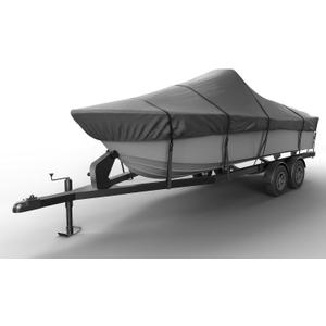 Seal Skin Covers Universal Boat Cover, Waterproof Marine-Grade Cover for 14'-16' L & Up to 68" W, Heavy-Duty & UV-Resistant, Ideal for Bass Boats, V-Hull, Fishing & Runboat (Gray)