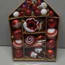 DomeStar 70PCS Red and White Christmas Ball Ornaments, Shatterproof Candy-Themed Christmas Tree Decorations with Lights for Holiday Party & Home Decor