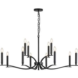 Black Living Room Chandelier 12 Light Hight Ceiling Foyer Candle Chandelier Large Dining Room Light Fixture Over Table 44in Metal Modern Chandeliers Hanging Light for Entry Master Bedroom
