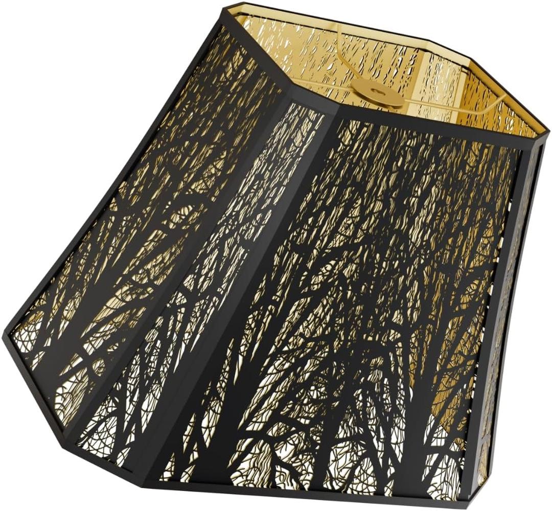Large sconce lamp shade,metal spider rectangle lamp shade,modern lamp shades,table lamp shade for bedroom or living room (8+6.1)" Top x (13.8+8)" Bottom x 11" Hight,black (Black and Gold)