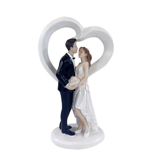 Wedding Cake Toppers - Handmade Wdding Cake Plastic Topper for Cake Decoration - Bride and Groom Figures Ornament Toy Gifts Decorations (heart)