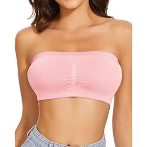 WOWENY Bandeau Bra Padded Strapless Bra for Women Seamless Wireless Strapless Bralette Padded Tube Top, Size: L