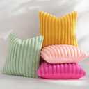 decorUhome Summer Cozy Faux Fur Throw Pillow Covers 12x20 Set of 2 Decorative Soft Plush Striped Lumbar Modern Farmhouse Boho Couch Pillow Cases with Velvet Back for Sofa Bed Living Room, Hot Pink